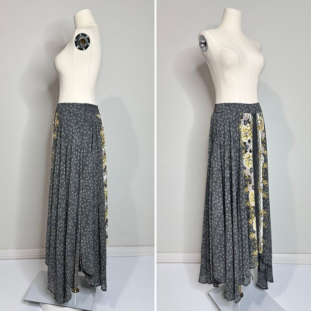 Free People Floral Panel Maxi Skirt in Black and Yellow - Picture 6 of 12
